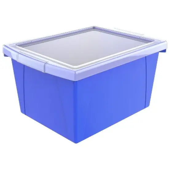 Storex 4 Gallon Storage Bin with Lid, Blue image {5}