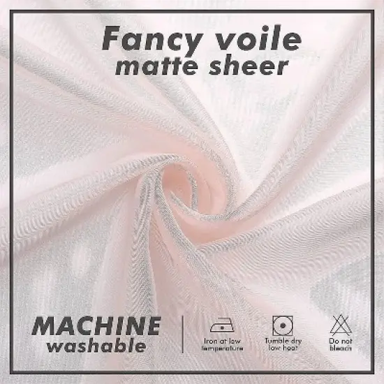 Kate Aurora 2 Piece Rose Pink Colored Rod Pocket Sheer Voile Window Curtains image {1}