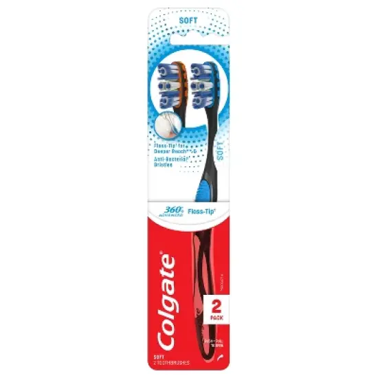 Colgate 360 Total Advanced Floss-Tip Bristles Toothbrush Soft image {4}