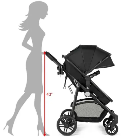 Infans 2 In 1 Foldable Baby Stroller Kids Travel Newborn Infant Buggy Pushchair Black image {1}