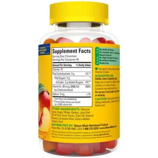 Nature Made Vitamin D3 2000 IU (50 mcg), for Bone Health and Immune Support Vitamin Gummies image {1}