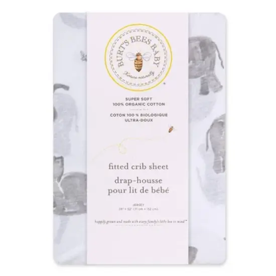 Burt's Bees Baby&reg; Organic Jersey Fitted Crib Sheet - Wandering Elephants image {1}