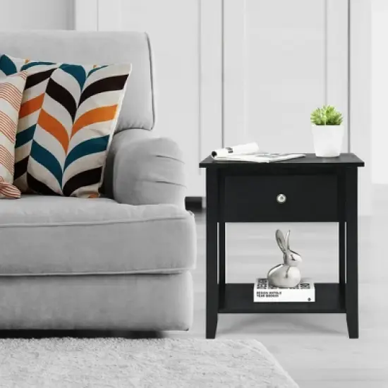 Costway Nightstand Beside Table Chest Sofa Table End Table Accent Table White image {4}