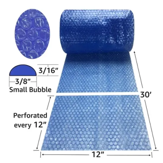 UBMOVE 30-Feet Blue Bubble Roll, 12" Wide with Small 3/16" Bubbles image {1}