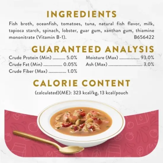 Purina Fancy Feast Seafood Bisque Flavor Broths and Accents of Real Lobster Lickable Topper Wet Cat Food - 1.4oz image {5}