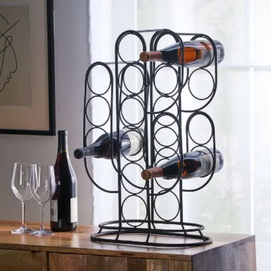 Gulches 13 Bottle Tabletop Cactus Wine Rack Modern Industrial Iron Design, No Assembly Required image {7}
