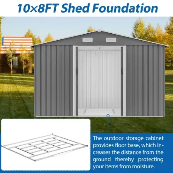 Kelly All Weather Metal Tool Shed, Patio Storage Shed with Metal Foundation and Lockable Doors, Outdoor Storage Box - The Pop Home image {4}