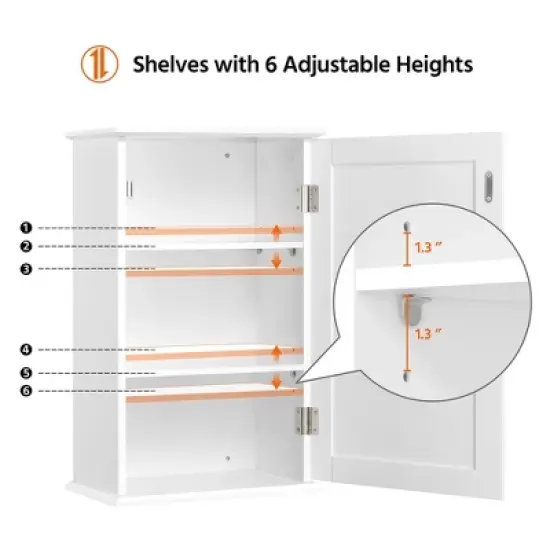 Yaheetech 3 Tier Wall Mounted Storage Cabinet with Adjustable Shelf image {5}