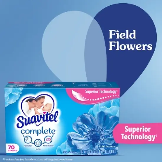Suavitel Complete Scented Fabric Conditioner Dryer Sheets for Laundry - Field Flowers - 185 ct image {2}