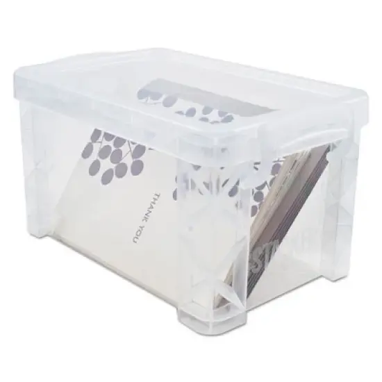 Advantus Super Stacker Storage Boxes, Holds 500 4 x 6 Cards, 7.25 x 5 x 4.75, Plastic, Clear image {2}