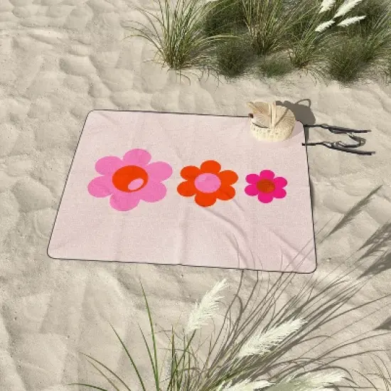 Daily Regina Designs Les Fleurs 01 Abstract Retro Picnic Blanket - Deny Designs image {2}