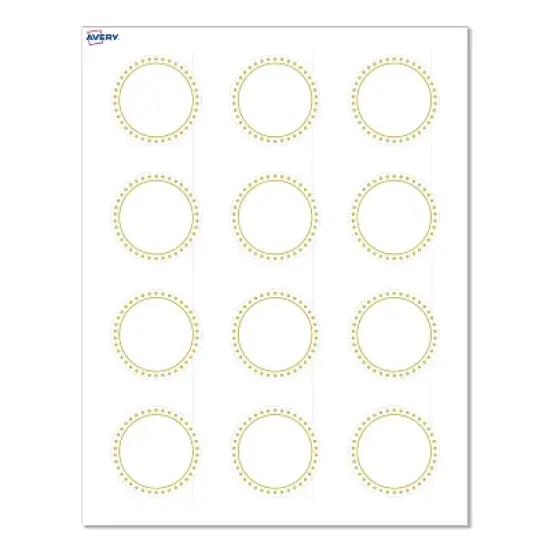 Avery Labels, 2" Diameter, Matte White, Gold Border w/ Gold Dots, 120ct image {8}
