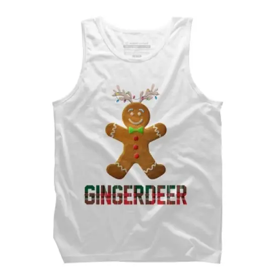 Men's Design By Humans Gingerbread Reindeer Matching Family Group Christmas Pajama By Forever9 Tank Top image {6}
