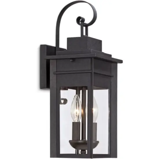Franklin Iron Works Bransford Mission Outdoor Wall Light Fixture Black Specked Gray 17" Clear Glass Panels for Post Exterior Barn Deck House Porch image {5}