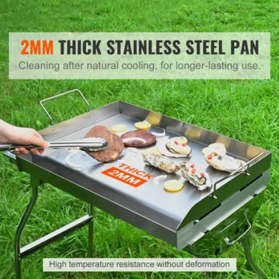 VEVOR Stove Top Griddle, 23.5"x16" Pre-Seasoned Stainless Steel Griddle, Rectangular Double Burner Griddle Pan, Non-Stick Family Pan Cookware image {2}