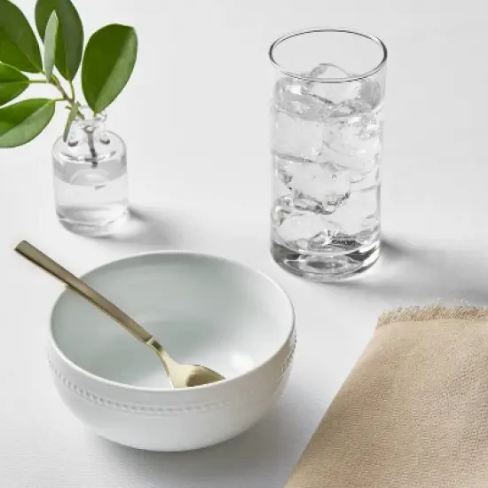 Porcelain Beaded Rim Cereal Bowl 20oz White - Threshold&trade;: Textured Round Porcelain, Microwave & Dishwasher Safe image {1}
