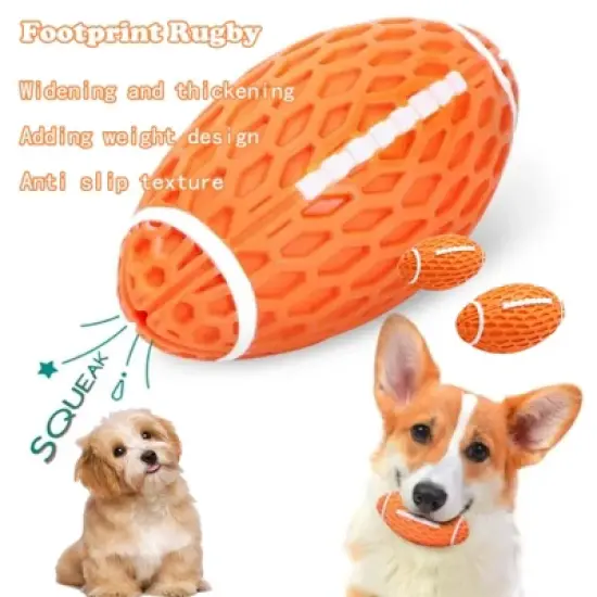 Squeaky Balls for Dogs, Rubber Football for Aggressive Chewers, Fetch Toys, Durable and Interactive Ball, Funny Squeaky Ball Heavy Duty Orange image {6}