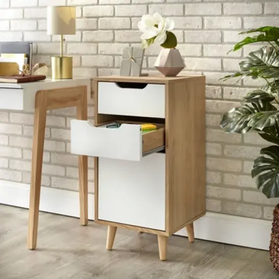 Este 3 Drawer Filing Cabinet Natural/White - Buylateral image {2}