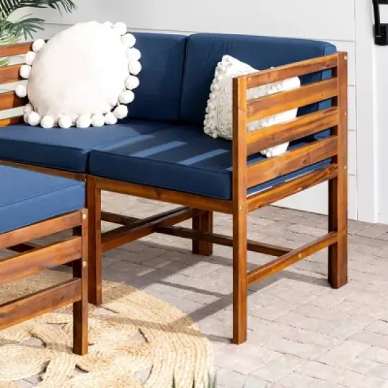 3pc Modular Acacia Wood Patio Chat Set with Cushions - Saracina Home image {6}
