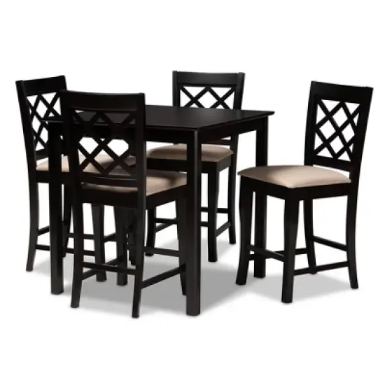 5pc Alora Espresso Wood - Baxton Studio image {9}