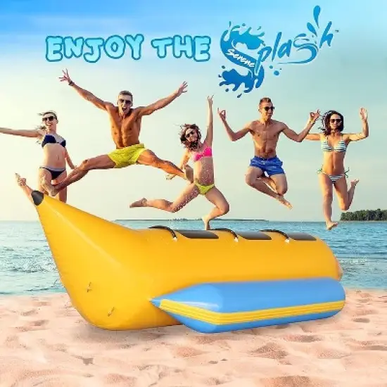 SereneLife Person Inflatable Banana Boat, Includes Storage Bag, Foot Pump, and Repair Kit, Tough and Thick, Reinforced Seats and Foot Areas image {5}