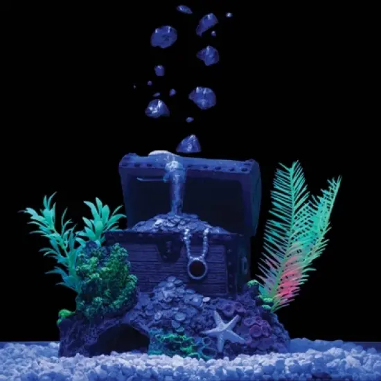 GloFish Treasure Chest Cycle Light Ornament Aquarium Decor image {12}
