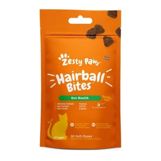 Zesty Paws Bacon Flavor Hairball Bites Cat Treats - 30ct image {6}