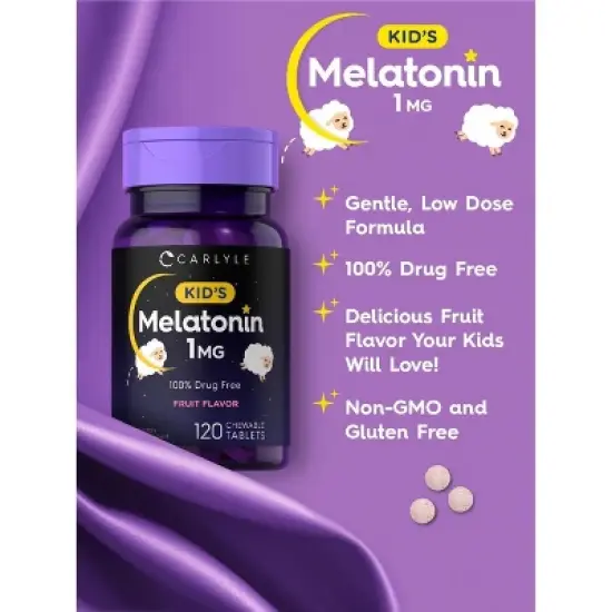 Carlyle Kid's Melatonin 1mg | 120 Chewable Tablets image {3}