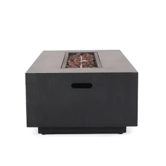 Wellington Outdoor 50000 BTU Rectangular Fire Pit with Tank Holder Brushed Black - Christopher Knight Home image {7}