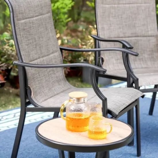 2pk Steel Patio Padded Sling Arm Chairs - Captiva Designs image {1}