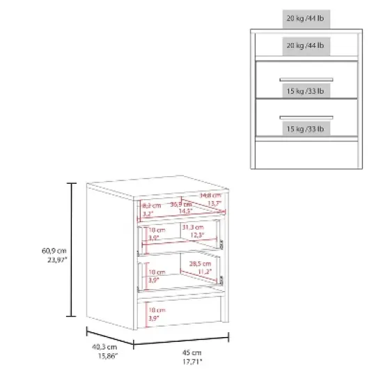 Greter 24" Two-Drawer Night Stand With open shelf image {2}
