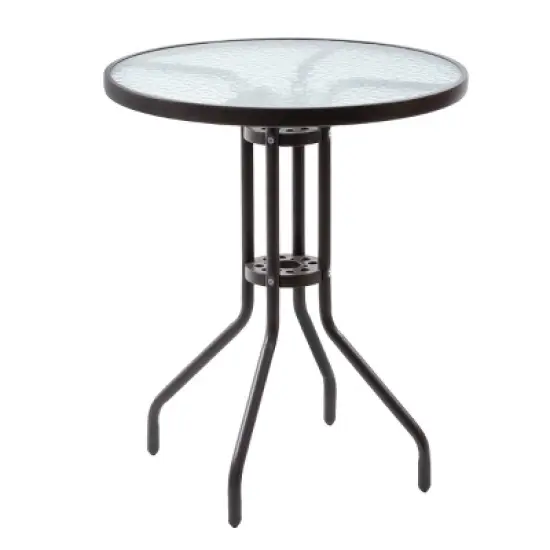 3pc Outdoor Dining Furniture Patio Bistro Set with 2 Folding Chairs & Round Table -Crestlive Products image {3}