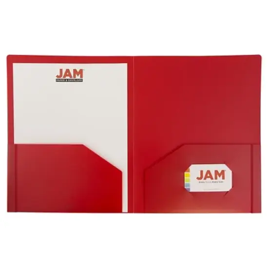 JAM 6pk 2 Pocket Heavy Duty Plastic Folders - Red image {1}