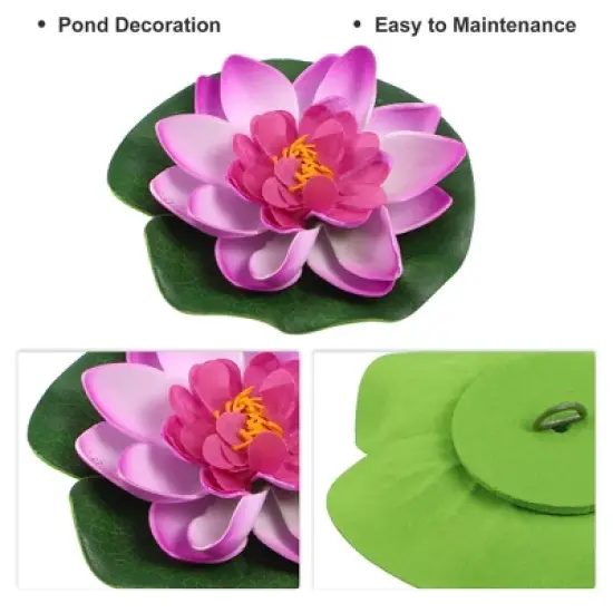 Unique Bargains Artificial Lotus Flower for Garden Ponds Pool Decor 3 Pcs image {2}
