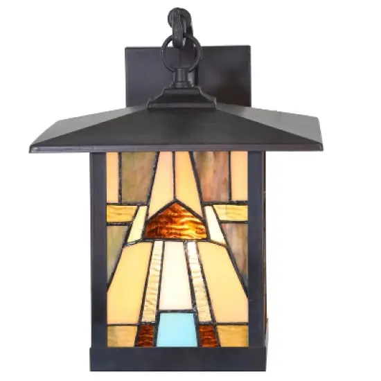11.75" 1-Light Mona Mission Style Outdoor Wall Lantern Sconce Bronze - River of Goods image {10}