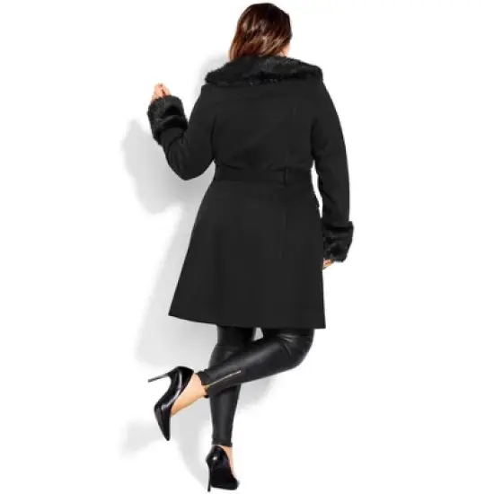 Women's Plus Size Make Me Blush Coat - black | CITY CHIC image {1}