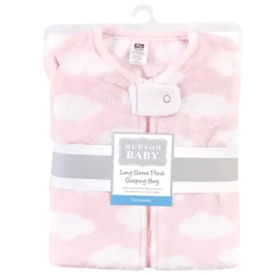 Hudson Baby Infant Girl Plush Sleeping Bag, Sack, Blanket, Pink Clouds image {1}
