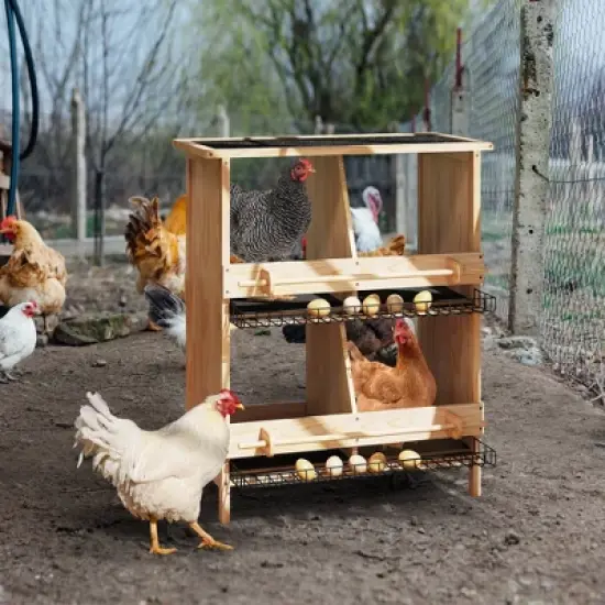 Sandinrayli Chicken Nesting Box,Wooden Nesting Boxes for Chickens with Asphalt Roof,4 Compartments Laying Eggs Boxes for Hen,Duck,Poultry,Bird,Dove image {9}