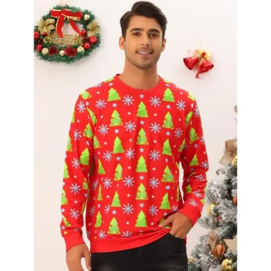 Lars Amadeus Men's Funny Graphic Christmas Printed Long Sleeves Sweatshirt image {1}