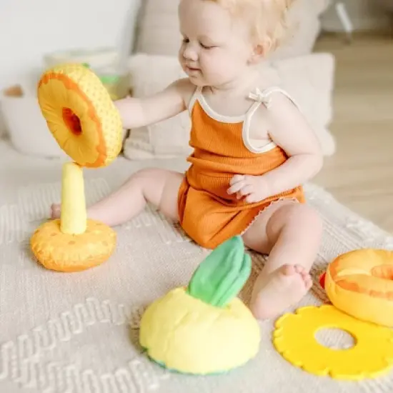 Melissa & Doug Multi-Sensory Pineapple Soft Stacker Infant Toy image {6}