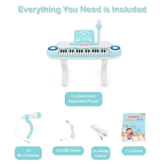 Costway Z-Shaped Kids Toy Keyboard Piano 37-Key Electronic Organ Light w/Microphone image {9}