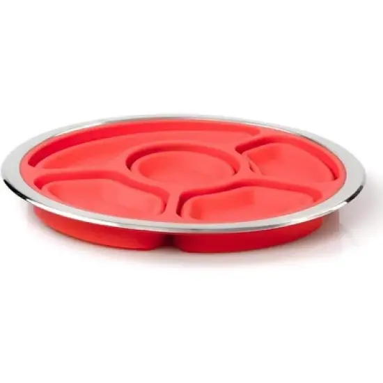 Appetizer Serving Fruit/Veggie Tray and Collapsible Party Platter with Lid - Easy to Clean, Portable, BPA Free, and Dishwasher Safe image {2}