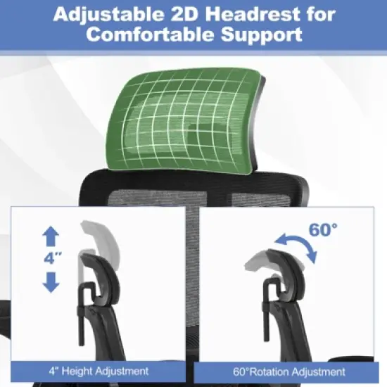 Tangkula Ergonomic Mesh Office Chair w/ Lumbar Support 2D Headrest Flip-up Padded Arms image {6}