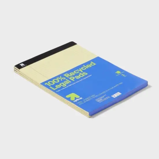 3pk Legal Pads 50 Sheets/Pack - up&up&trade;: White & Yellow, 8.5x11 Inch, Law Ruled, Tape Binding, Back-To-School Essentials image {2}