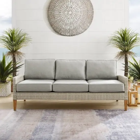 Capella Outdoor Wicker Sofa - Gray/Acorn - Crosley image {5}