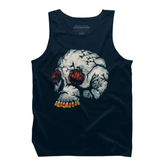 Men's Design By Humans Halloween Skull By LVBArt Tank Top image {5}