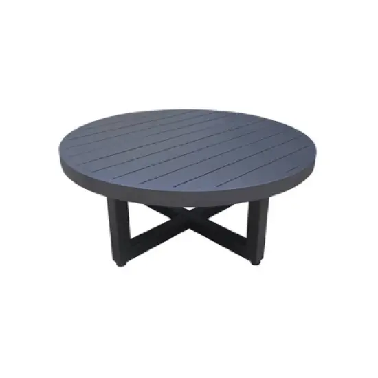 International Concepts Round Outdoor Coffee Table Black: Powder-Coated Aluminum, 38x38" image {4}