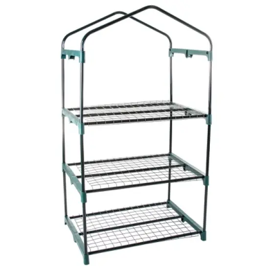 Mini Outdoor Greenhouse with PVC Cover and Metal plant Shelves by Nature Spring image {1}