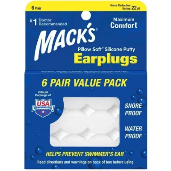 Mack's Pillow Soft Silicone Putty Earplugs 6 Pair image {6}