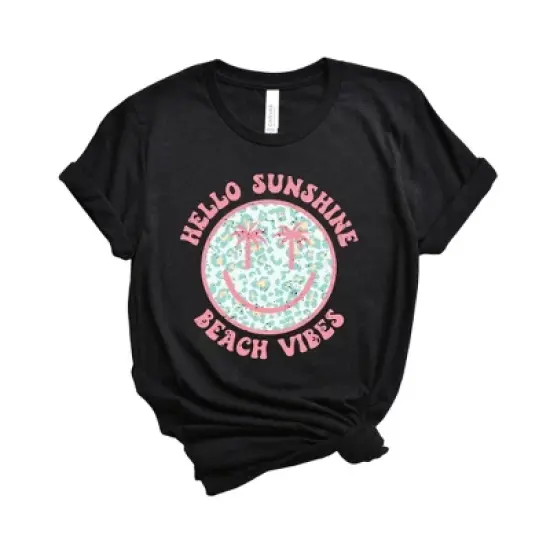 Simply Sage Market Women's Hello Sunshine Leopard Smiley Face Short Sleeve Graphic Tee image {3}